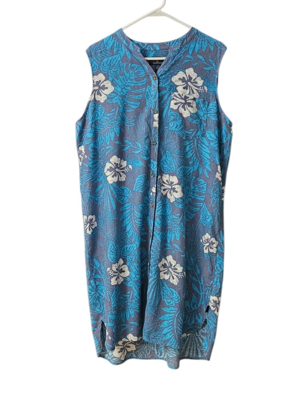 Margaritaville Hibiscus Hawaiian Floral Linen Blend Button Front Dress Size XL